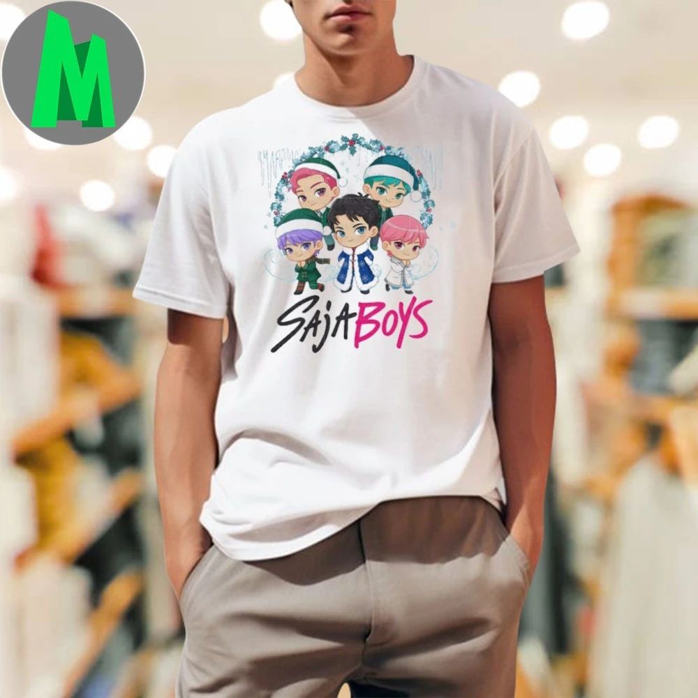 Chibi saja boys christmas day christmas wreath Shirt