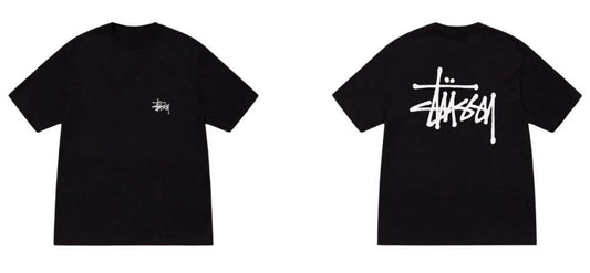 Stussy Basic Logo Black Tee Unisex Classic Streetwear Graphic Top Reprint S-5XL