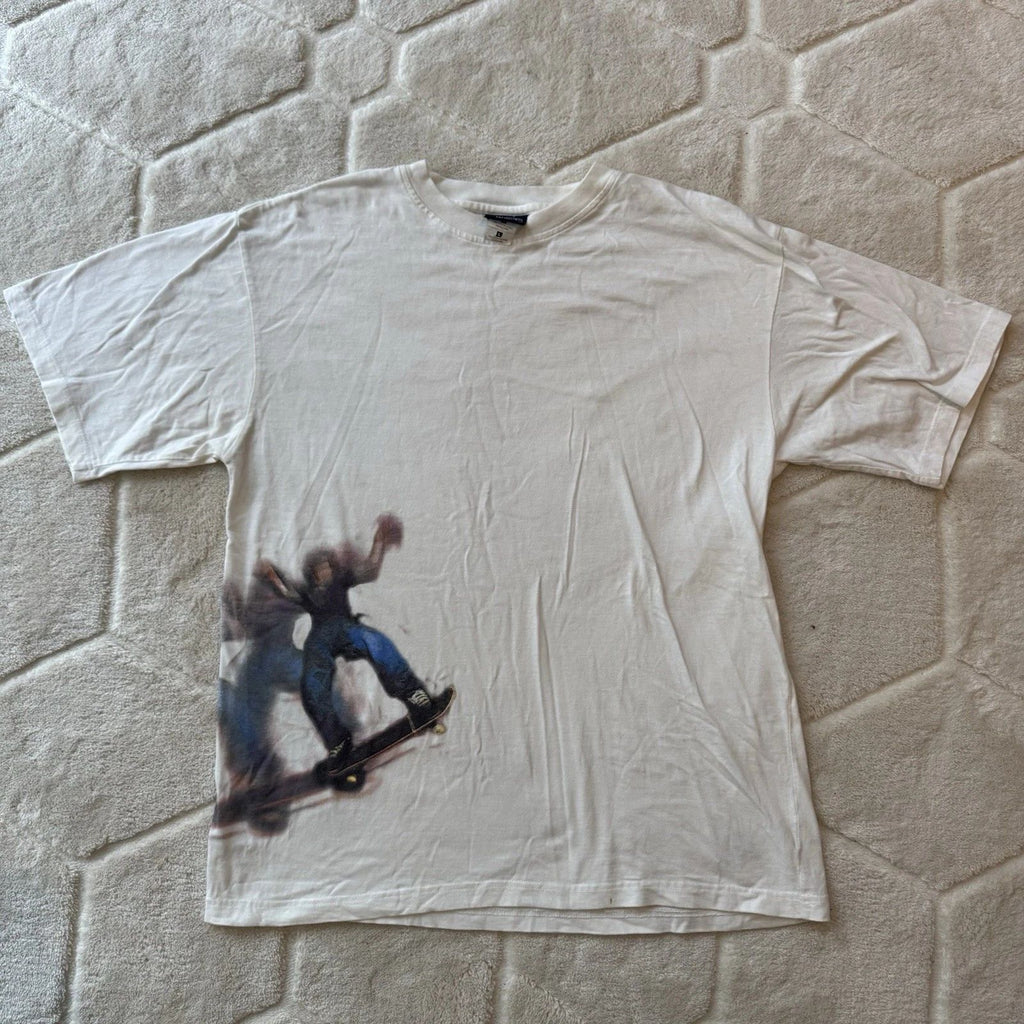 Vintage One Tough Brand Skate T-Shirt White Lg VTG public Transit Street Style