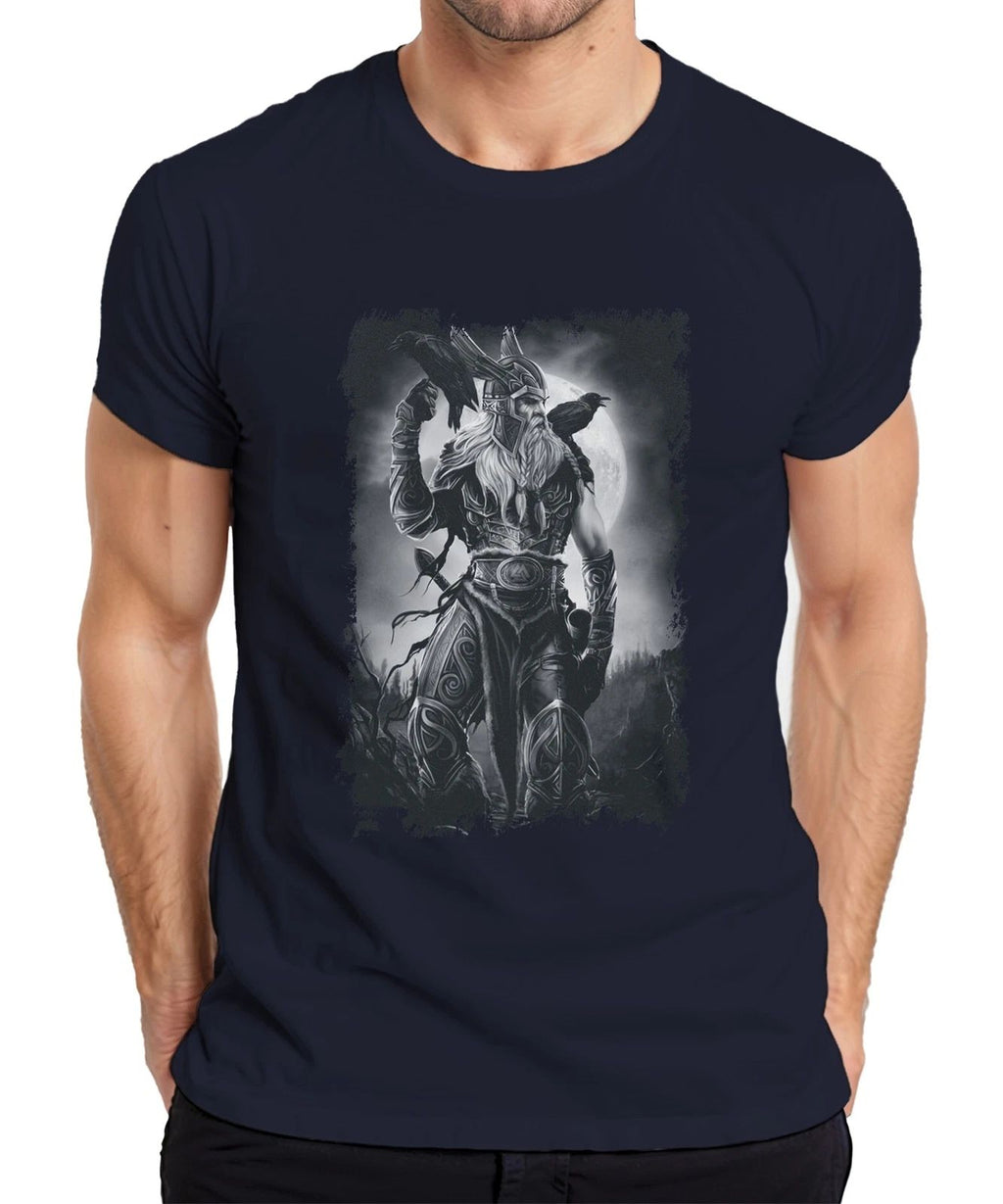 Viking Warrior Raven Odin Norse Mythology Moon Runes Grunge Men's T-Shirt
