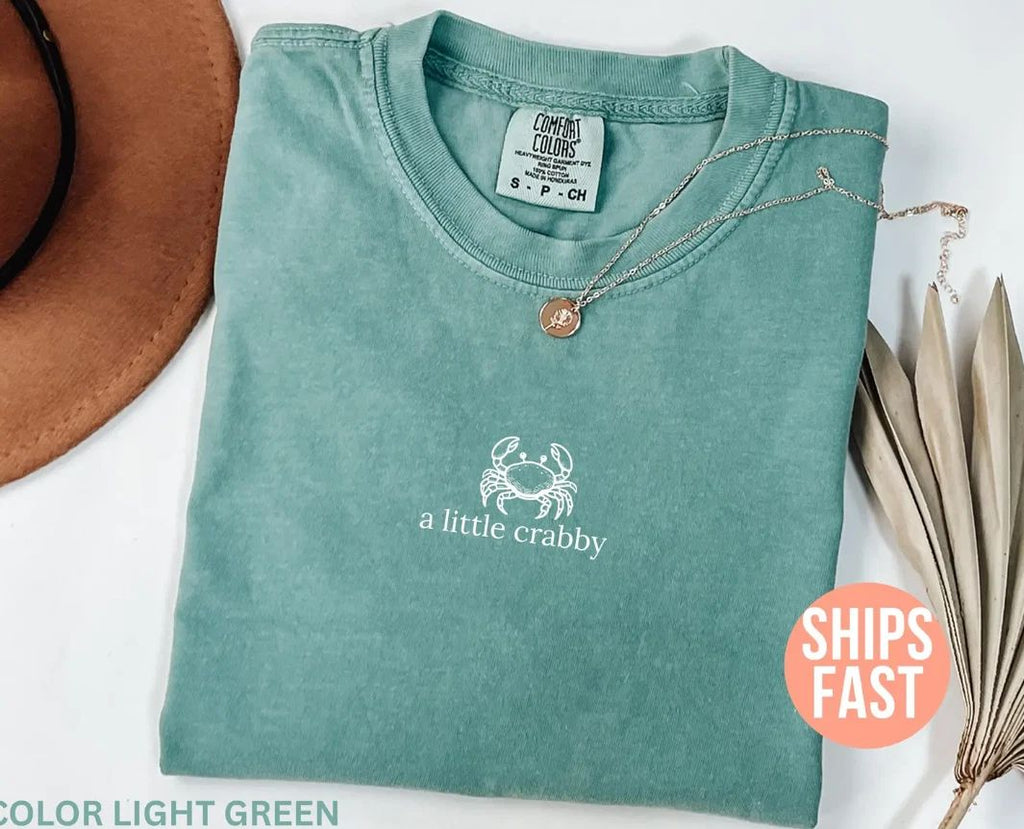 A Little Crabby Shirt Funny Beach Tee Minimalist Coastal Summer Aesthetic Style