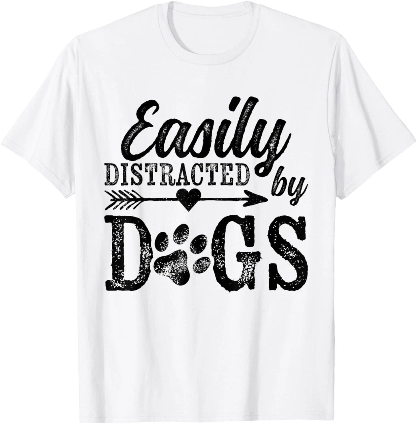 Easily Distracted By Dogs Funny Vintage Dog Lover Mom Saying Gift Unisex T-Shirt