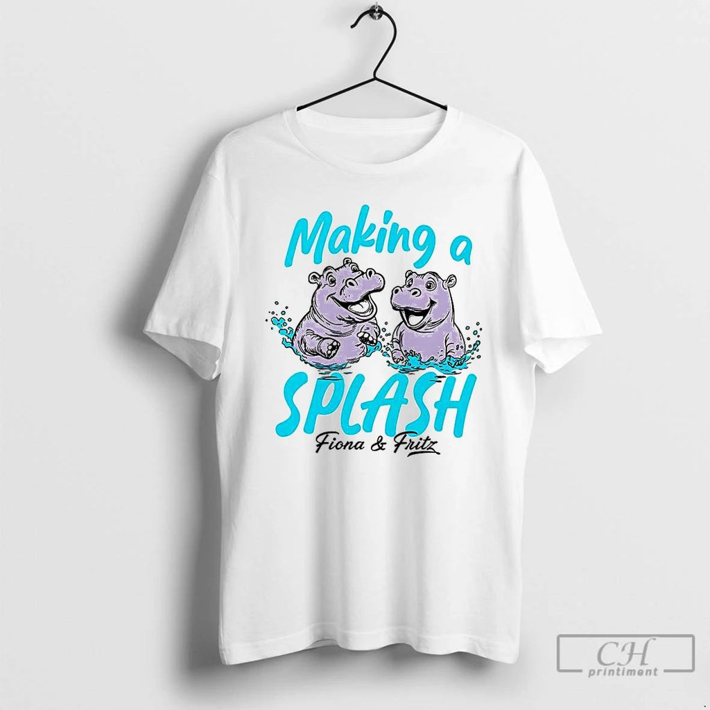 Premium Fiona And Fritz Making A Splash Hippo T Shirts