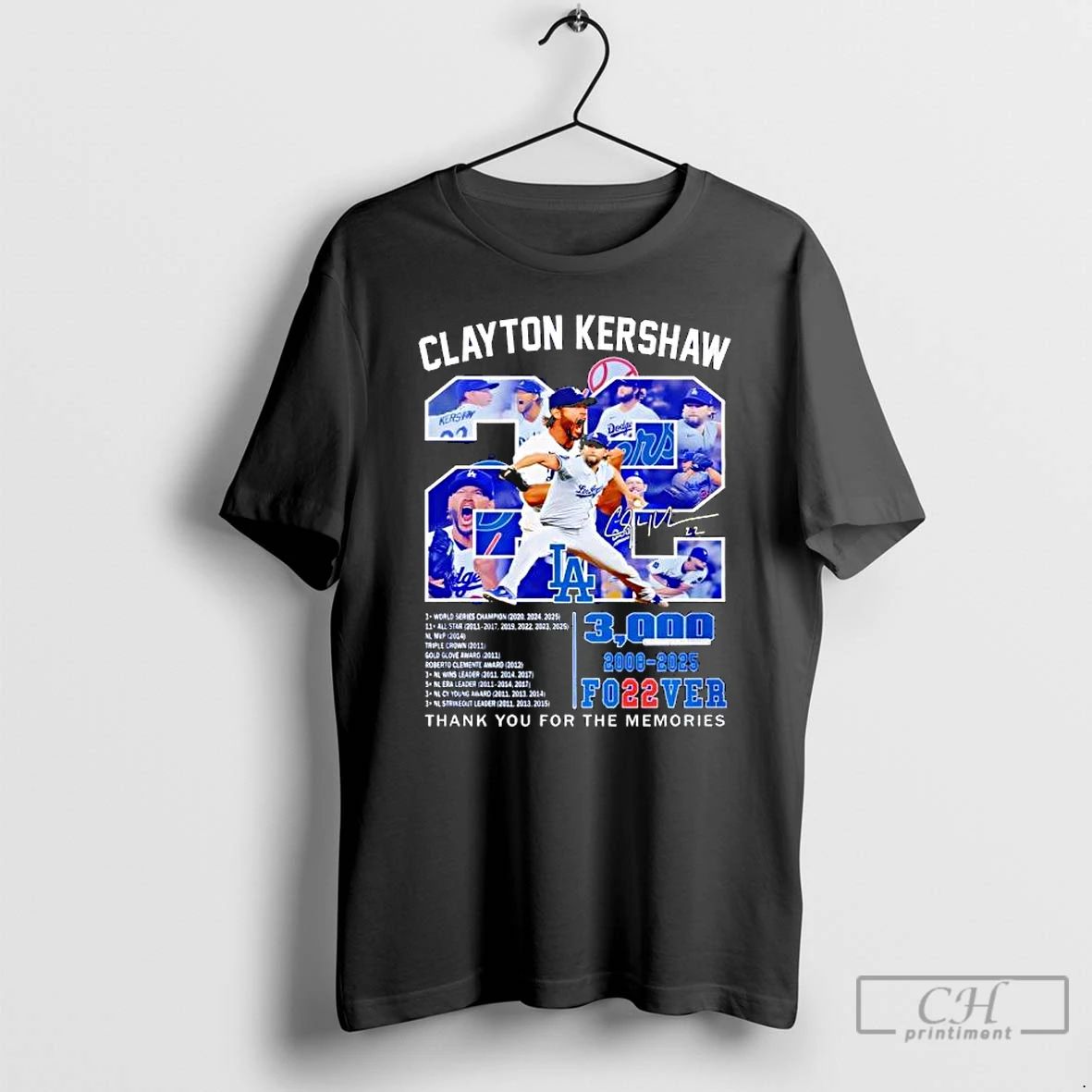 Classic Clayton Kershaw 22 Los Angeles Dodgers Legend Forever T Shirts
