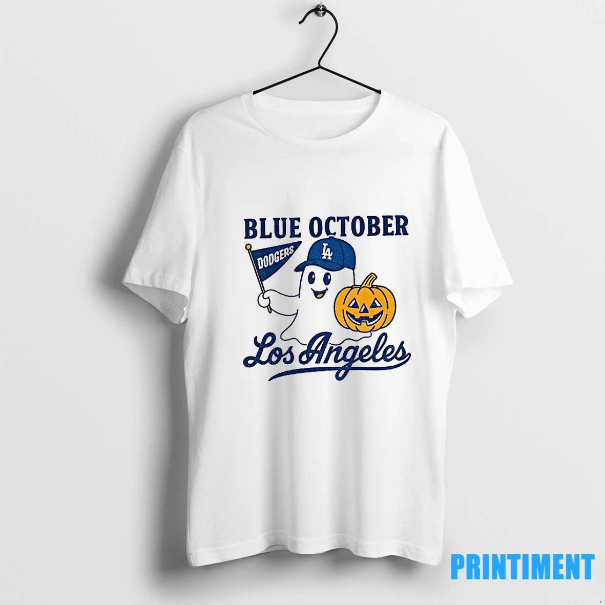 Ghost Los Angeles Dodgers Baseball Blue October Pumpkin Mlb Halloween Tshirts Sweater