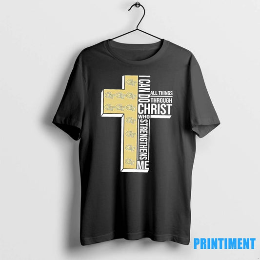 I Can Do All Things Through Christ Who Strengthens Me Georgia Tech Football Cross Tshirts
