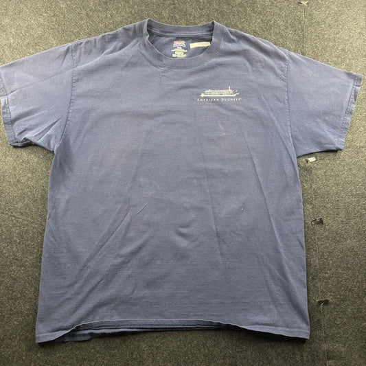 Hanes Shirt Mens Large Blue American Duchess River Cruise Map Short Sleeve Tee