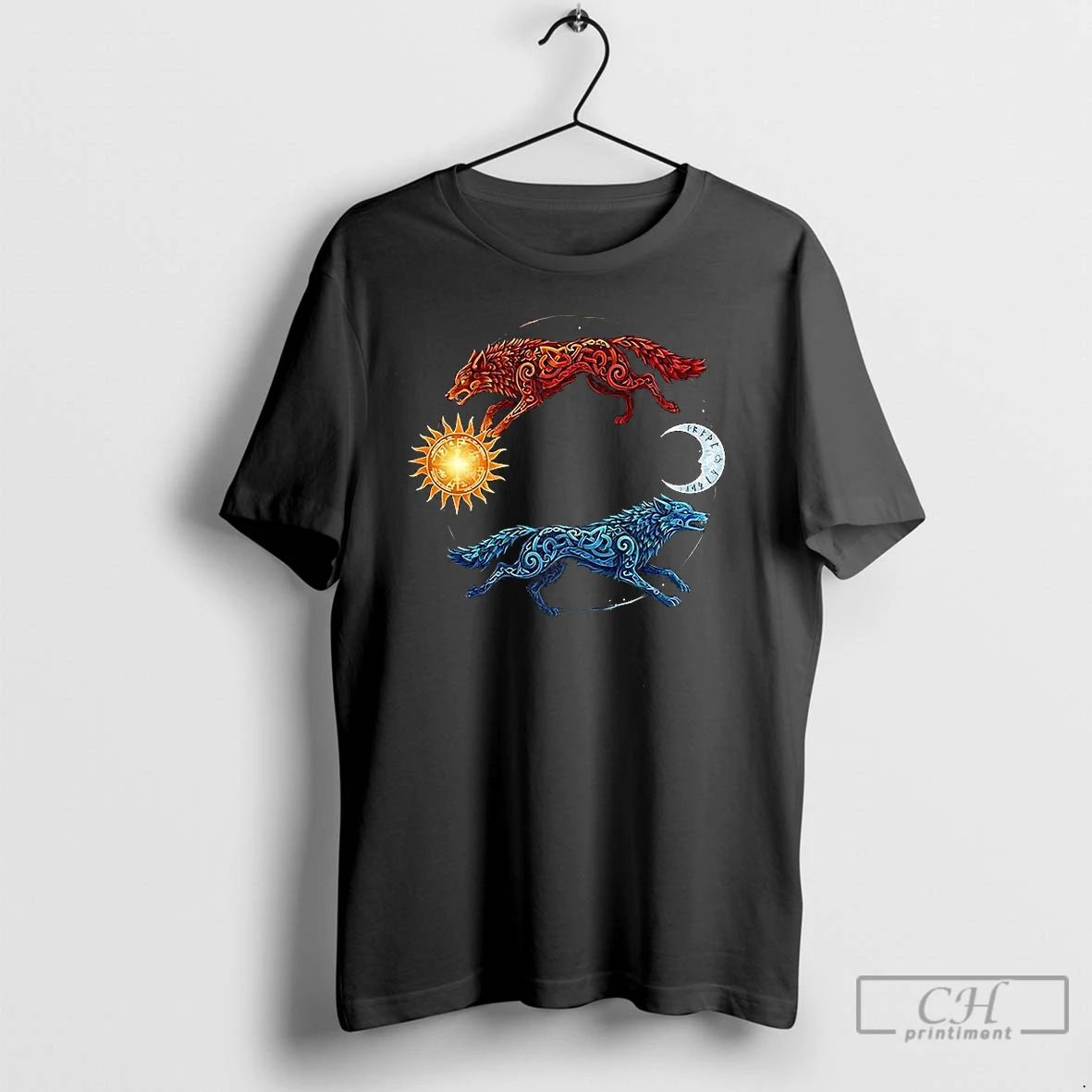 Classic Skoll And Hati Ragnarok Norse Mythology T Shirts