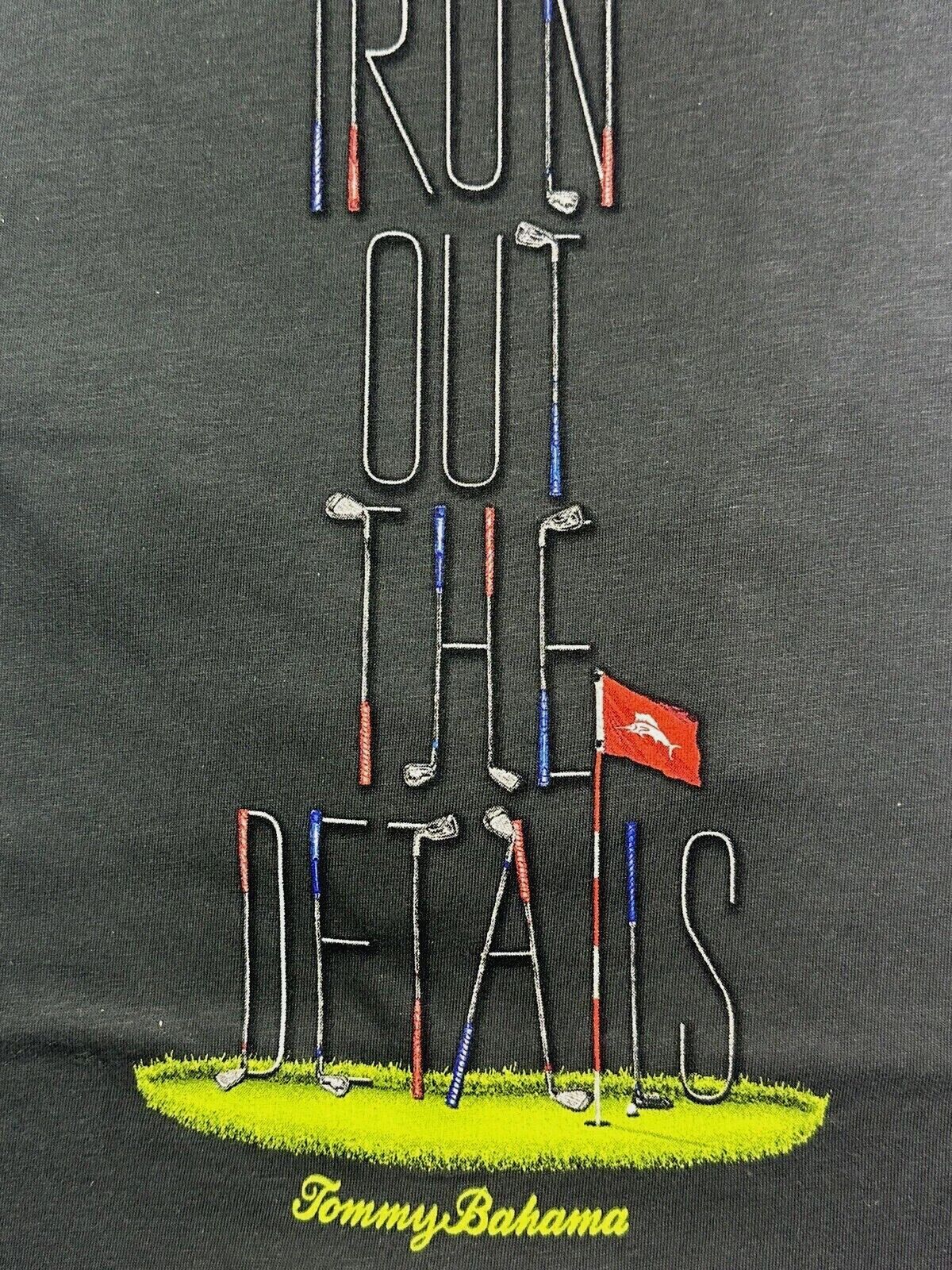 Tommy Bahama Men's T Shirt / Iron Out The Details-Golf-Black /  Cotton / Reg $54