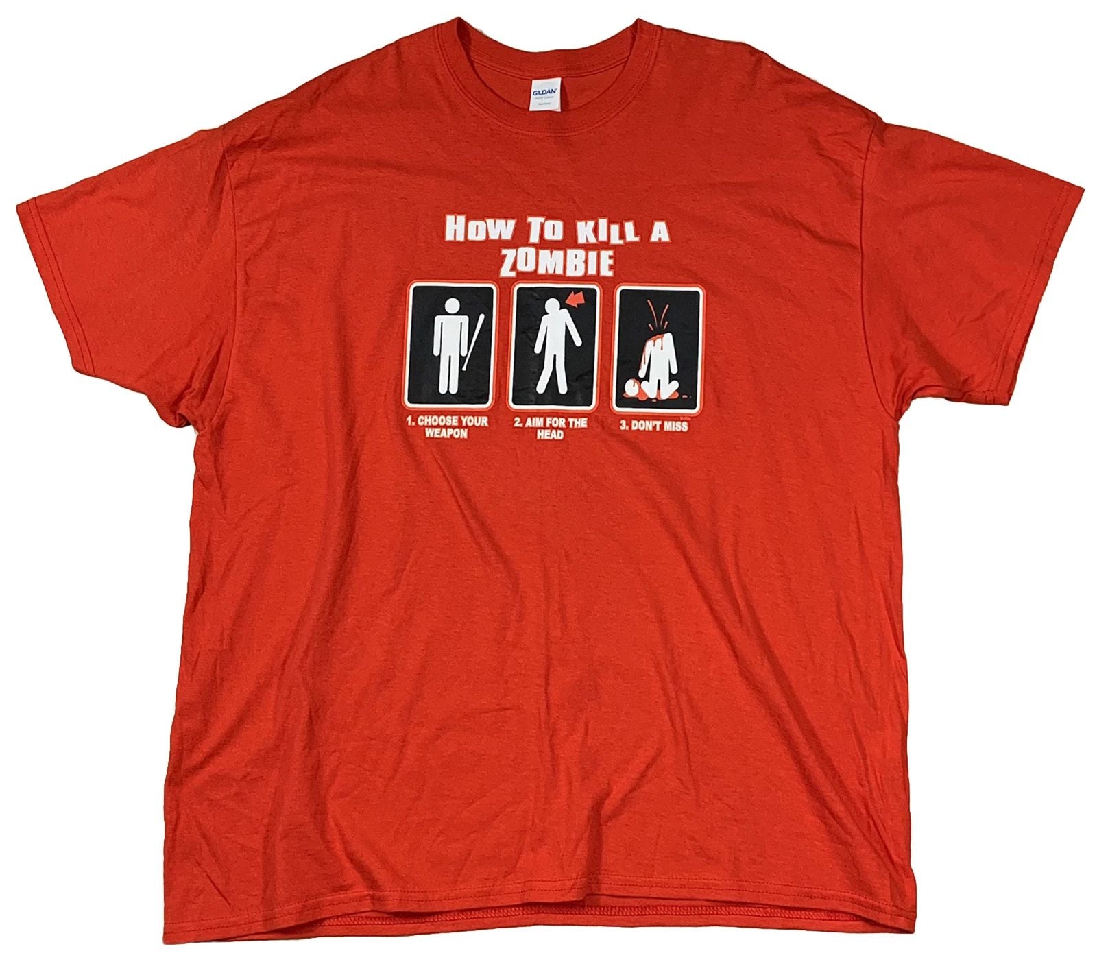 How To Kill A Zombie Close Your Weapon Aim For The Head … T-shirt Size 2XL Red