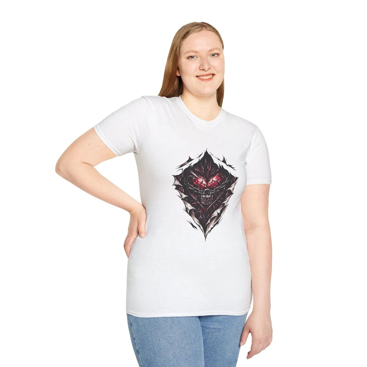 Cracked Heart Chest Break Dark Fantasy Gothic Symbol Unisex Softstyle T-Shirt