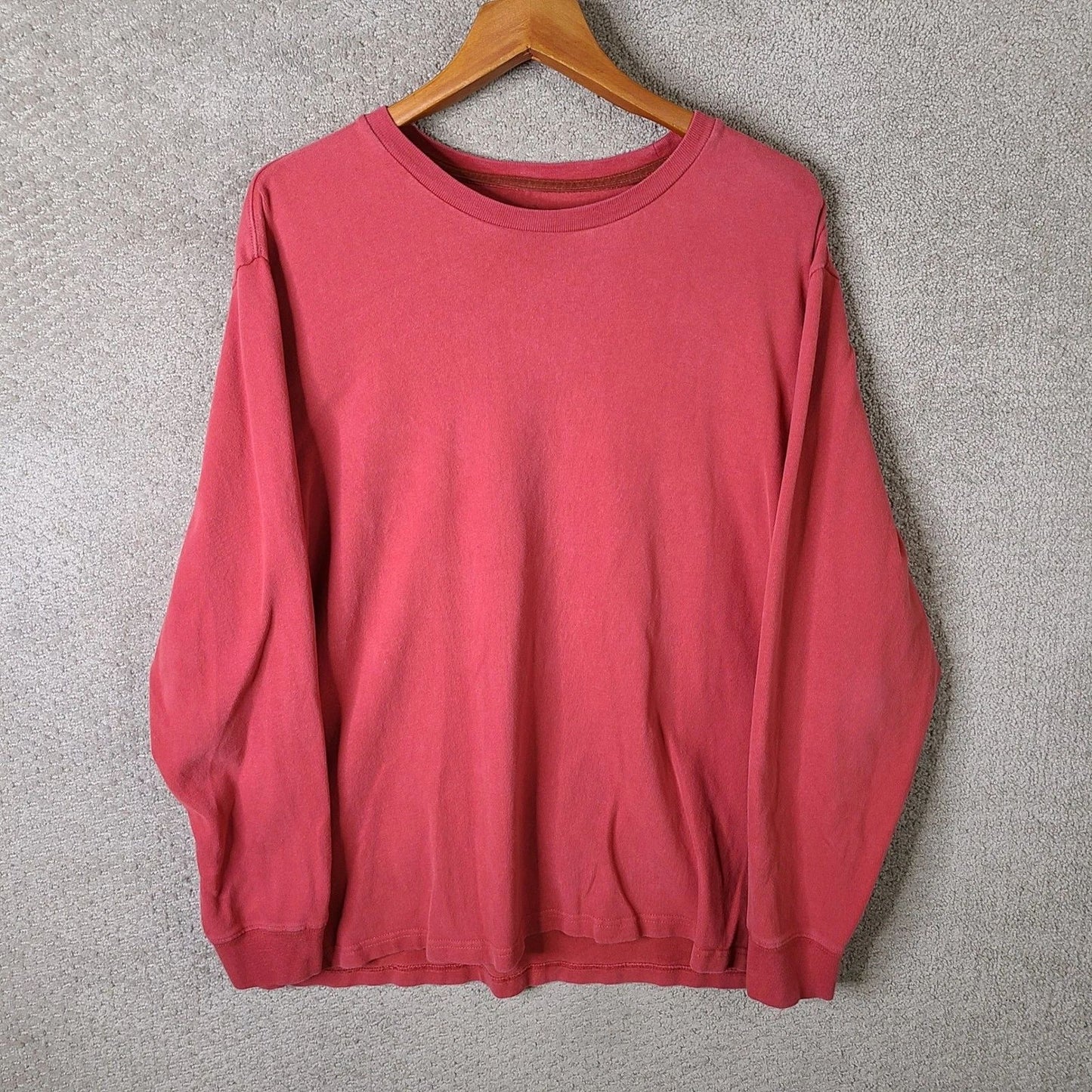 Old Navy Shirt Mens XL Red Long Sleeve Crew Neck Heavyweight Cotton Solid Basic