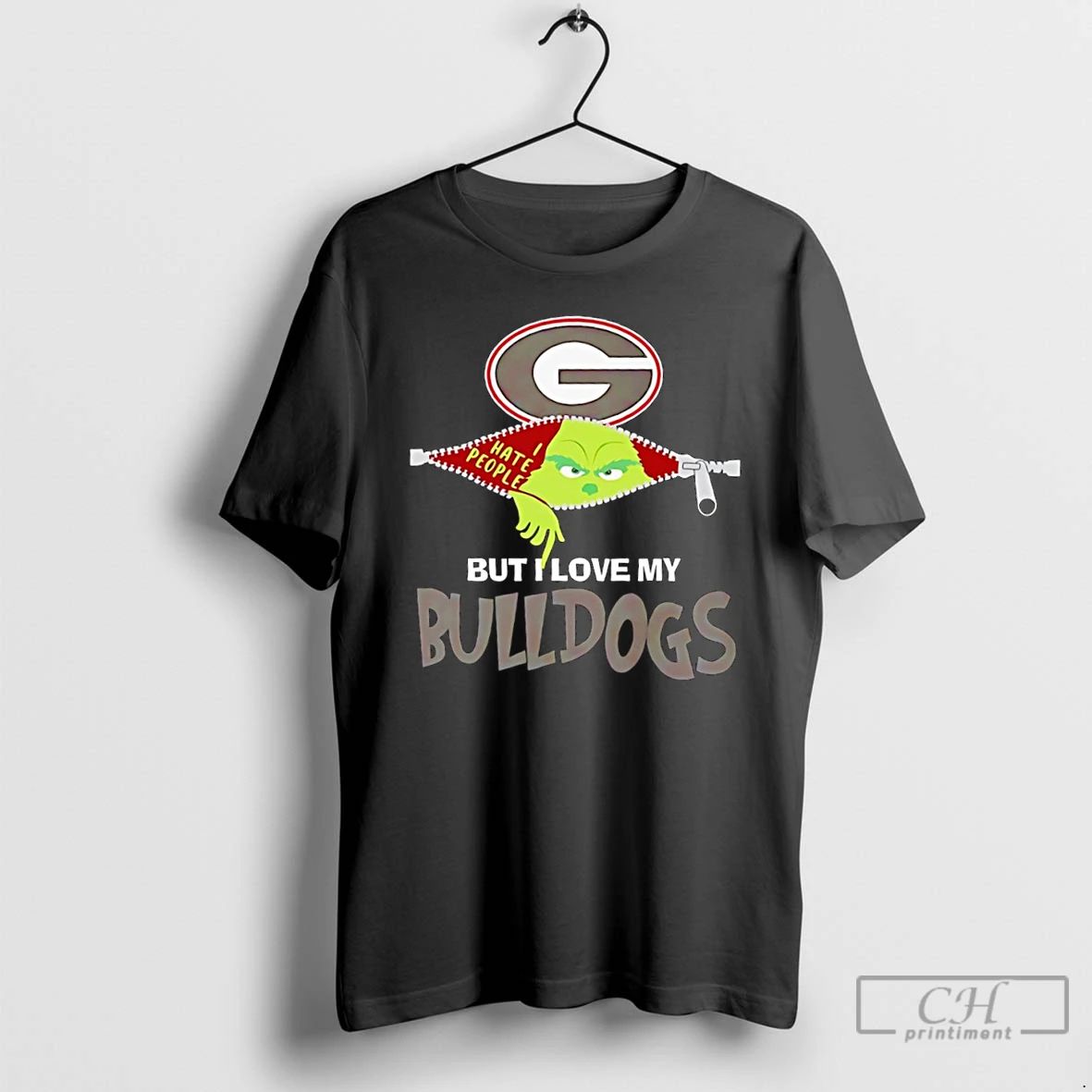 Classic Grinch Georgia Bulldogs Logo I Hate People But I Love My Bulldogs T Shirts