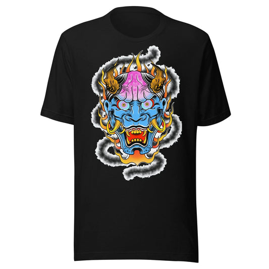 Tattoo Inner War Demon Oni Graphic T-Shirt Streetwear Fire Design t-shirt