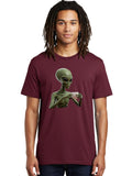 Alien-Drinking-Coffee-1 Mens Graphic Tee, 100% Cotton, Casual Summer Wear
