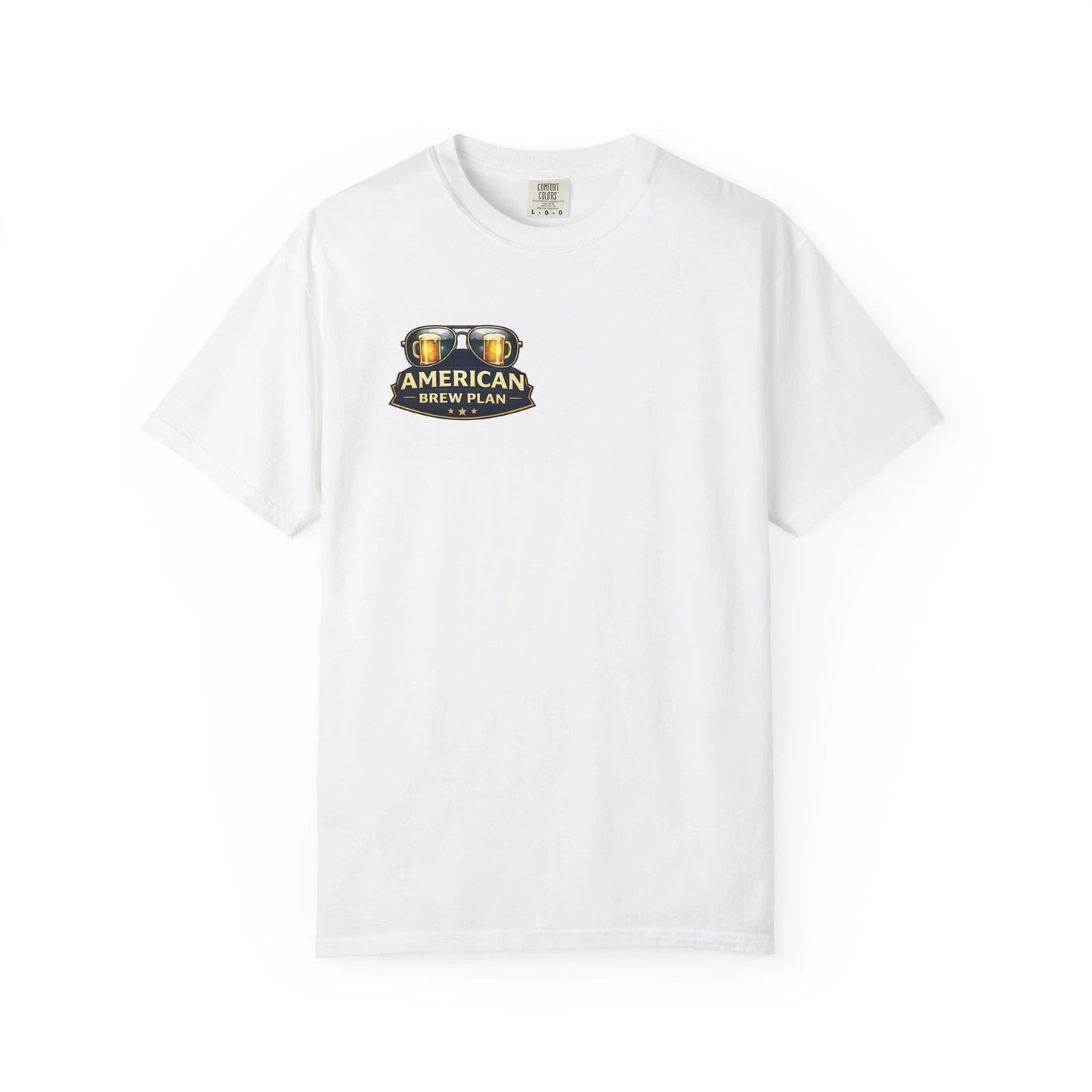 American Brew Plan beer cans graphic T-Shirt | small chest logo