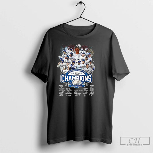 Classic Los Angeles Dodgers National League Championship Series 2025 Nlcs Champions Signature T Shirts