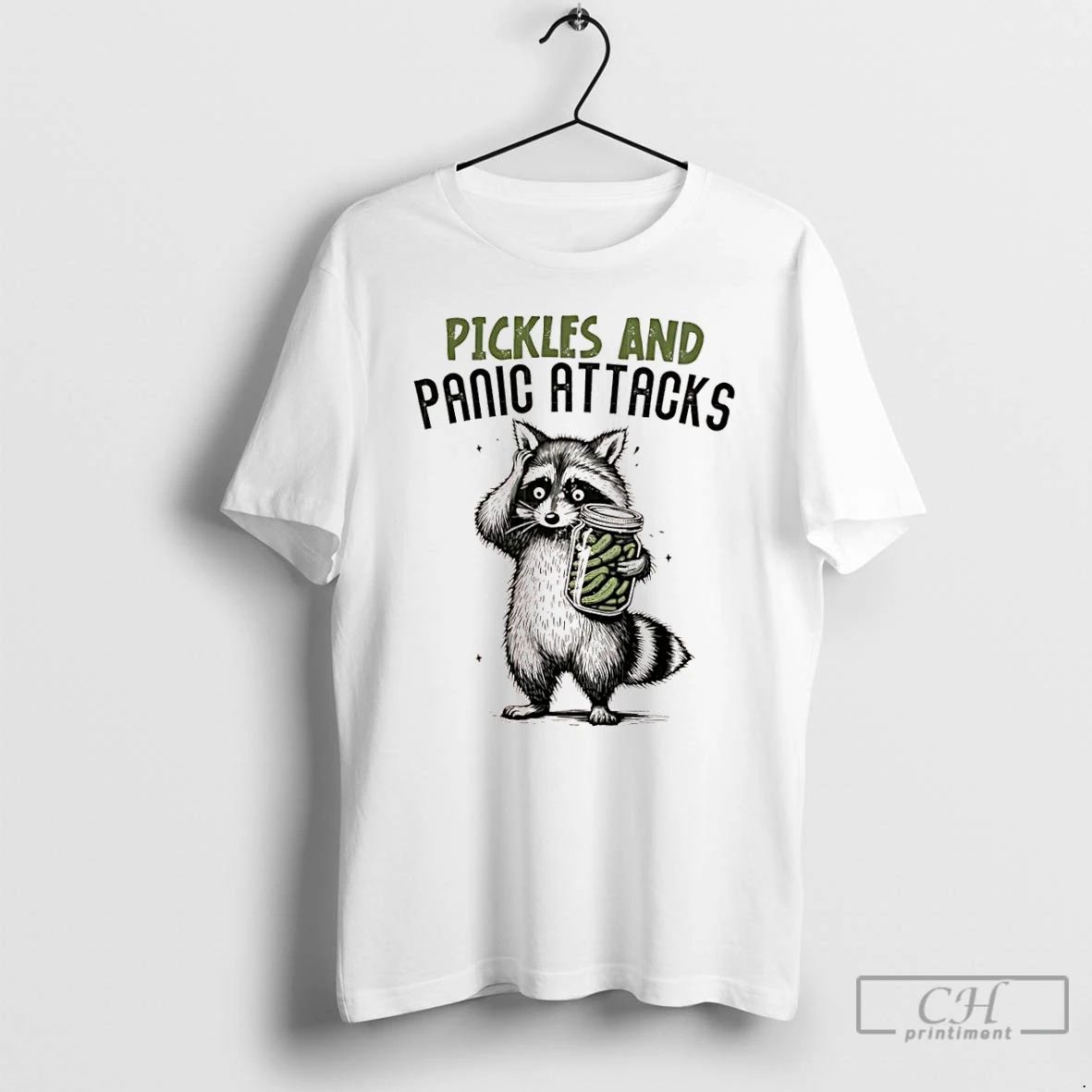 Classic Pickles And Panic Attacks Mental Health Retro Raccoon T Shirts