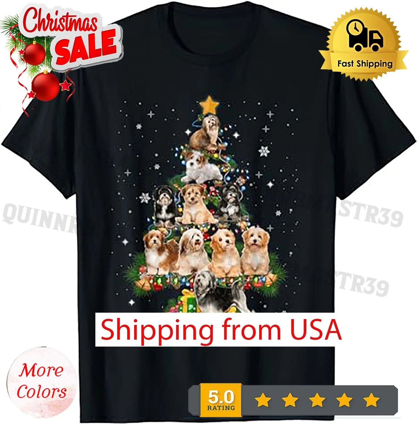 Havanese Christmas Tree Funny Dog Lover Xmas Pajama T-Shirt.