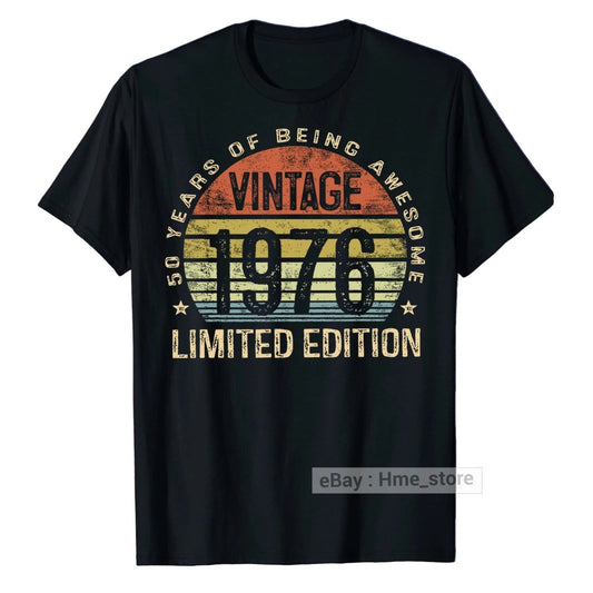 Vintage 1976 Birthday 50 Years Old of Being Awesome T-Shirt 50th Bday Tee Gift