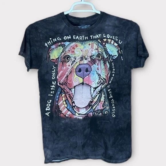 Dog love T-shirt Mens Small Bleached colorful Casual Nature Trendy Love Grunge