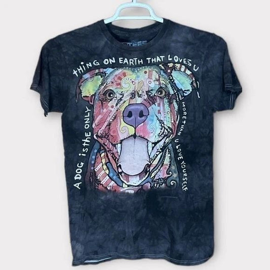 Dog love T-shirt Mens Small Bleached colorful Casual Nature Trendy Love Grunge