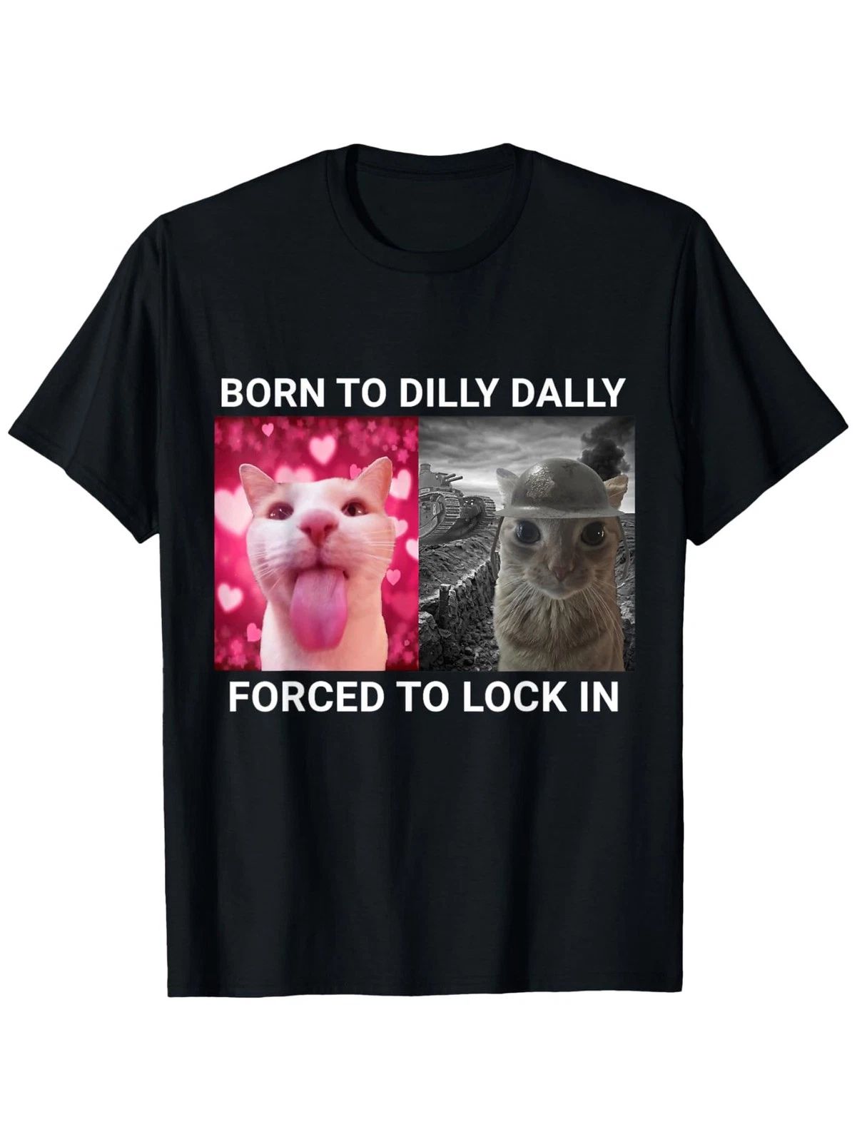 Born to Procrastinate, Forced to Wear Cat Meme T-Shirt, Unisex All-Season Casual