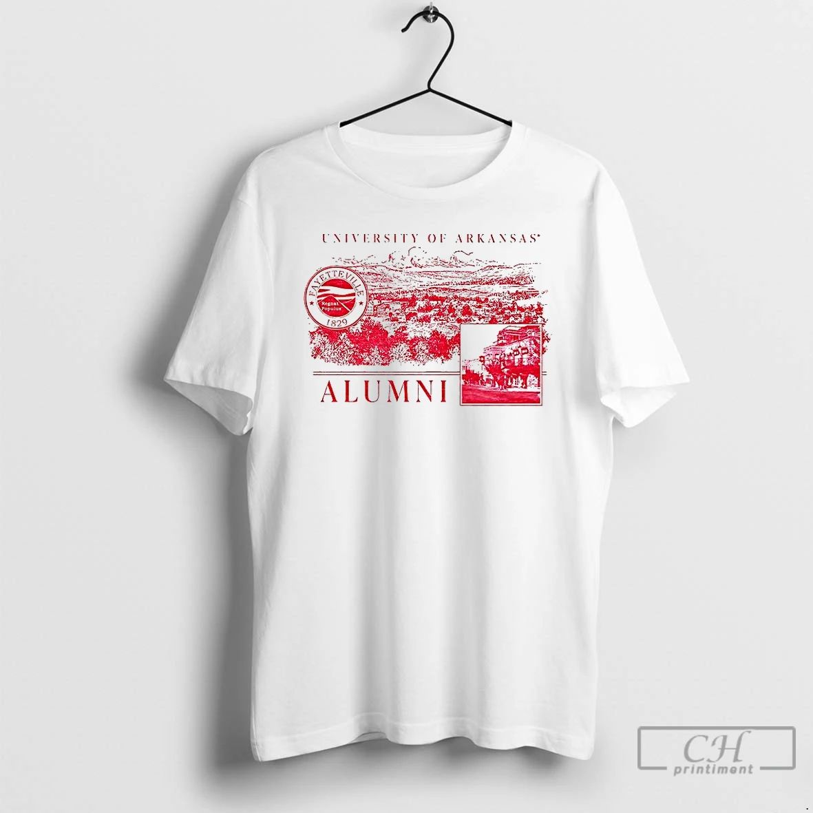 Premium University Of Arkansas Alumni Fayetteville Regnat Populus Campus Collage T Shirts
