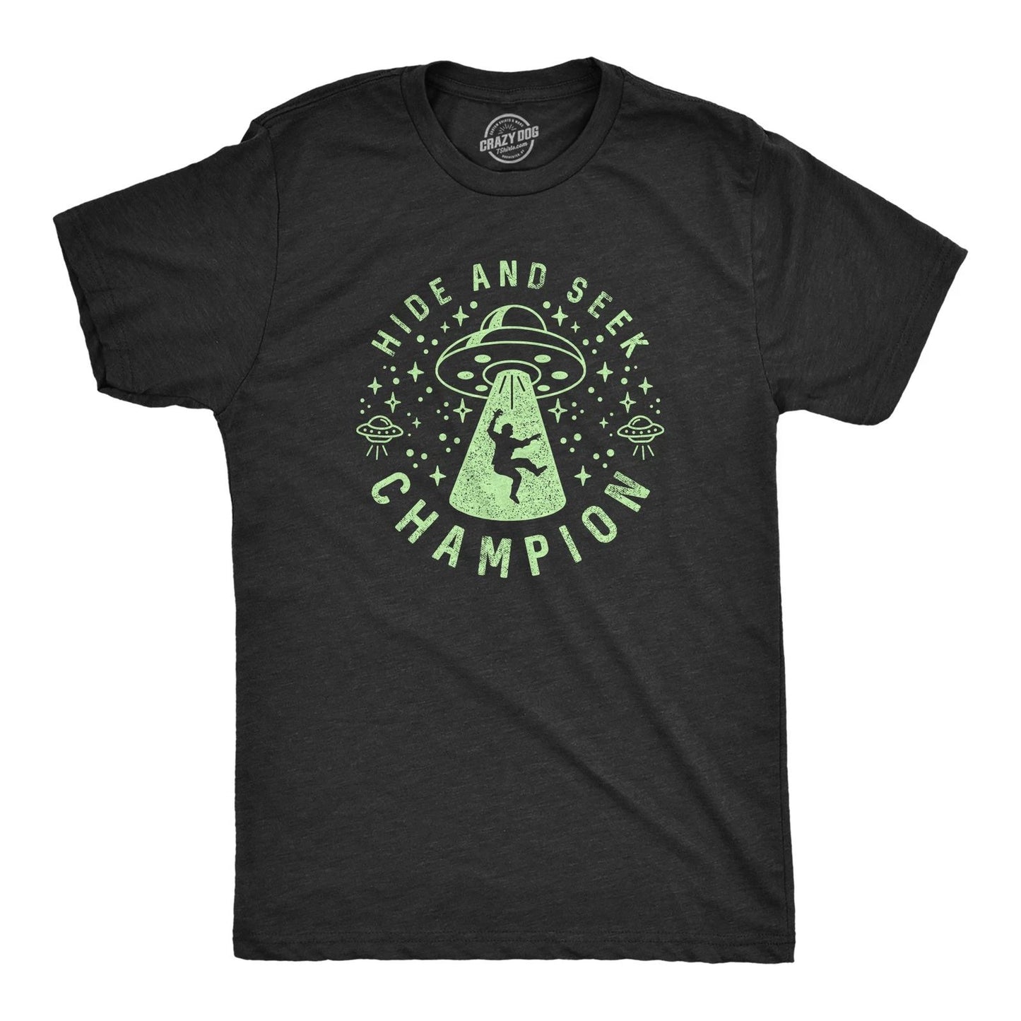 Mens Hide and Seek Champion Alien T Shirt Funny UFO Space Graphic Novelty Tee