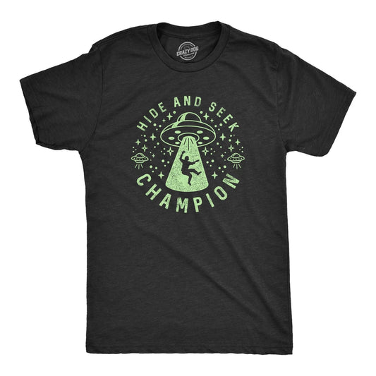 Mens Hide and Seek Champion Alien T Shirt Funny UFO Space Graphic Novelty Tee