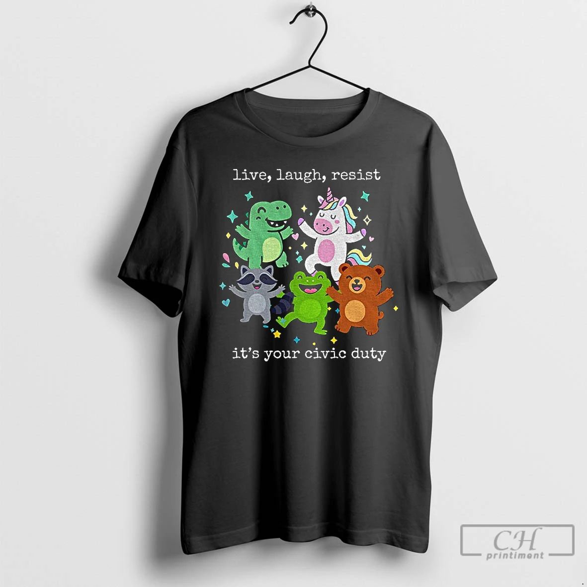 Classic Antifa Portland Frog Unicorn Raccoon Live Laugh Resist Its Your Civic Duty T Shirts