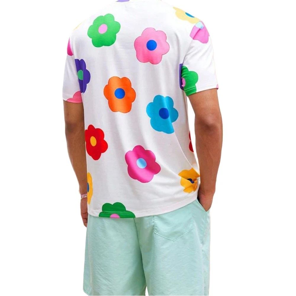 Mens Casual Short Sleeve T Shirt with Colorful Floral Prints for Daily Wear