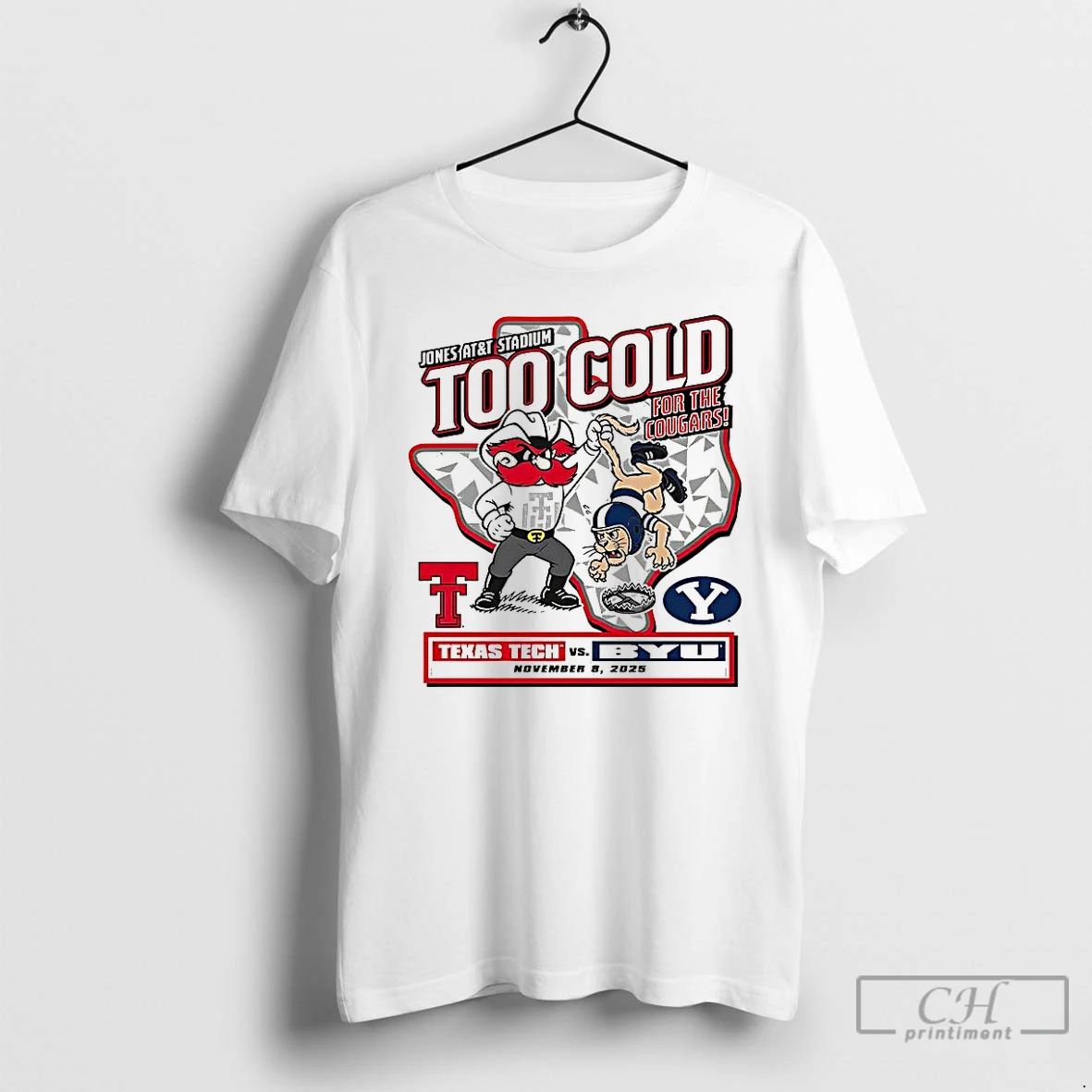 Classic Texas Tech Red Raiders Vs Byu Cougars Ncaa 2025 Too Cold Gameday T Shirts