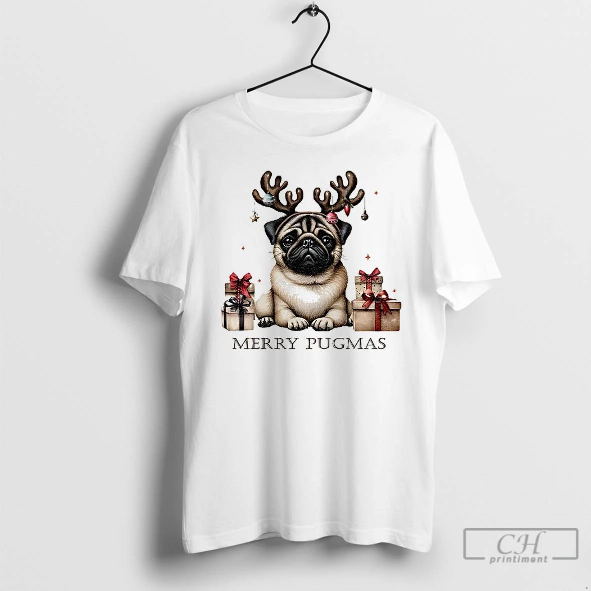 Premium Cute Pug Dog Merry Pugmas Merry Christmas T Shirts