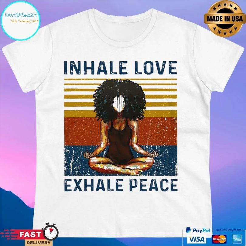 Yoga Afro Inhale Love Exhale Peace Vintage T-shirt
