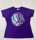 Custom Graphic Play Like A Girl Short Sleeve Shirt Purple Adult Size XXL