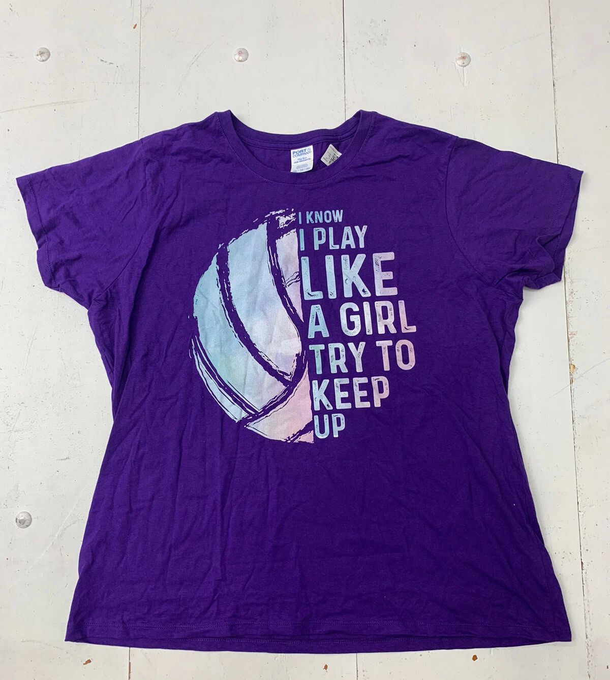 Custom Graphic Play Like A Girl Short Sleeve Shirt Purple Adult Size XXL