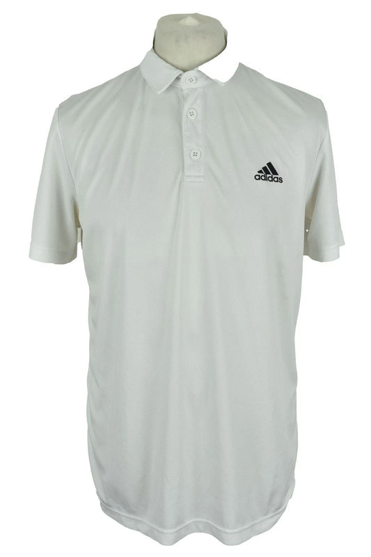 ADIDAS White Polo Shirt size L Mens Aeroready Sports Shirt Short Sleeves Top