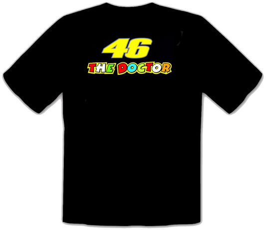 46 The DOCTOR - Valentino Rossi Logo Car Black T-Shirt Before Fun -105