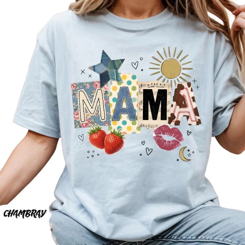 Patchwork Mama Strawberry Sun Comfort Tee Boho Style Gift