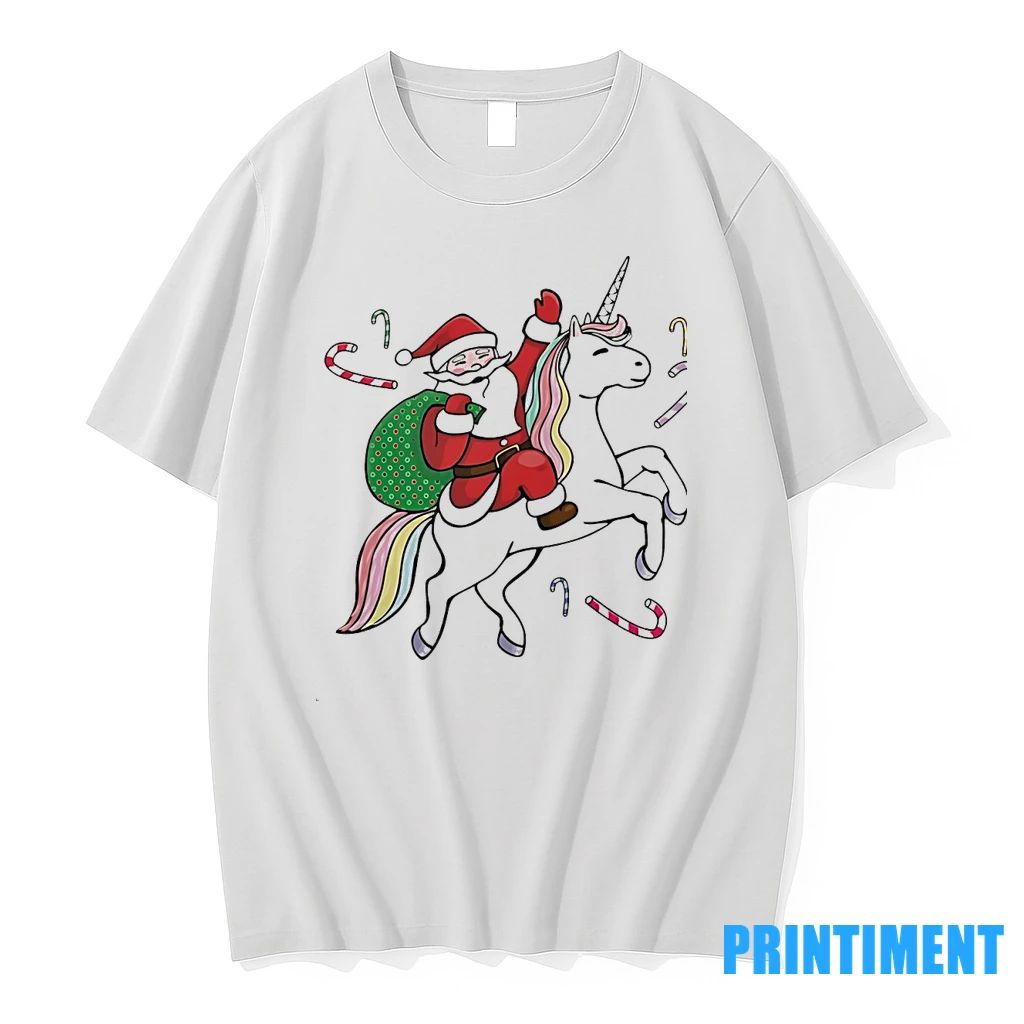 Santa Riding Unicorn Candy Joy Christmas Tshirts Sweater