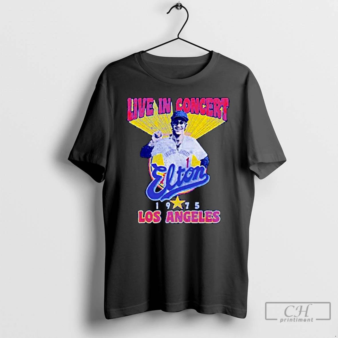 Classic Elton John Live In Concert Los Angeles Dodgers 1975 Retro Ornaments T Shirts