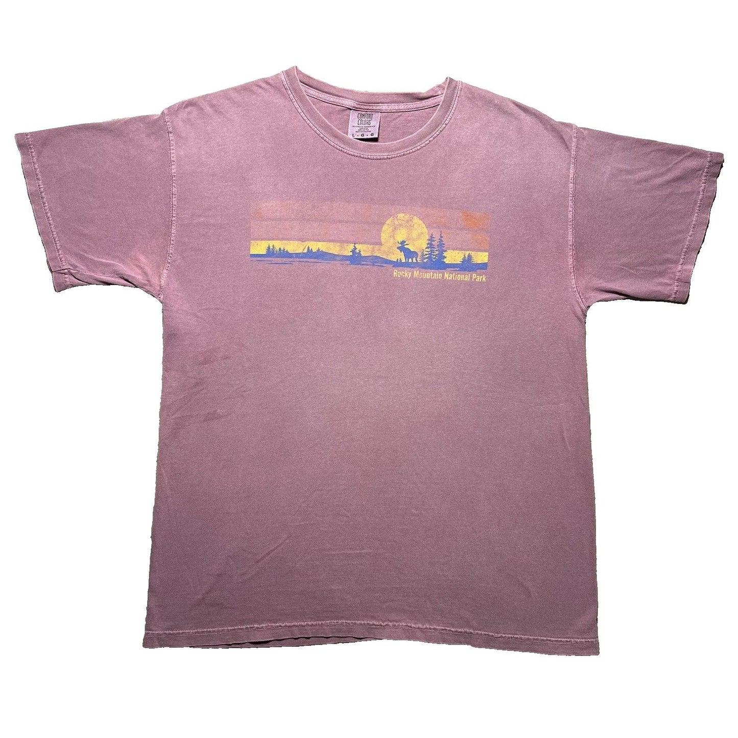 Rocky Mountain National Park T Shirt Mens L Fuchsia Comfort Colors Sunset Nature