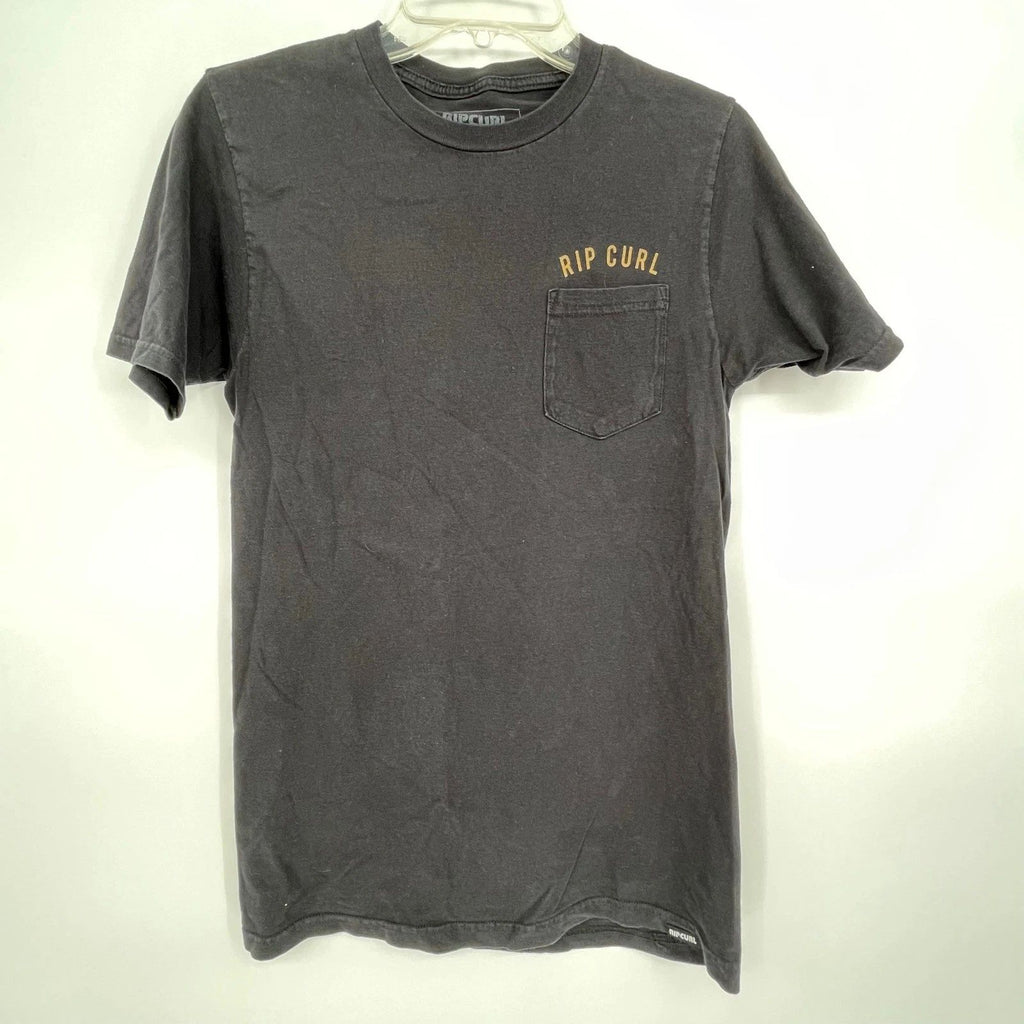Rip Curl Mens T Shirt Black Pocket Tee Surfing Graphic Print Size S