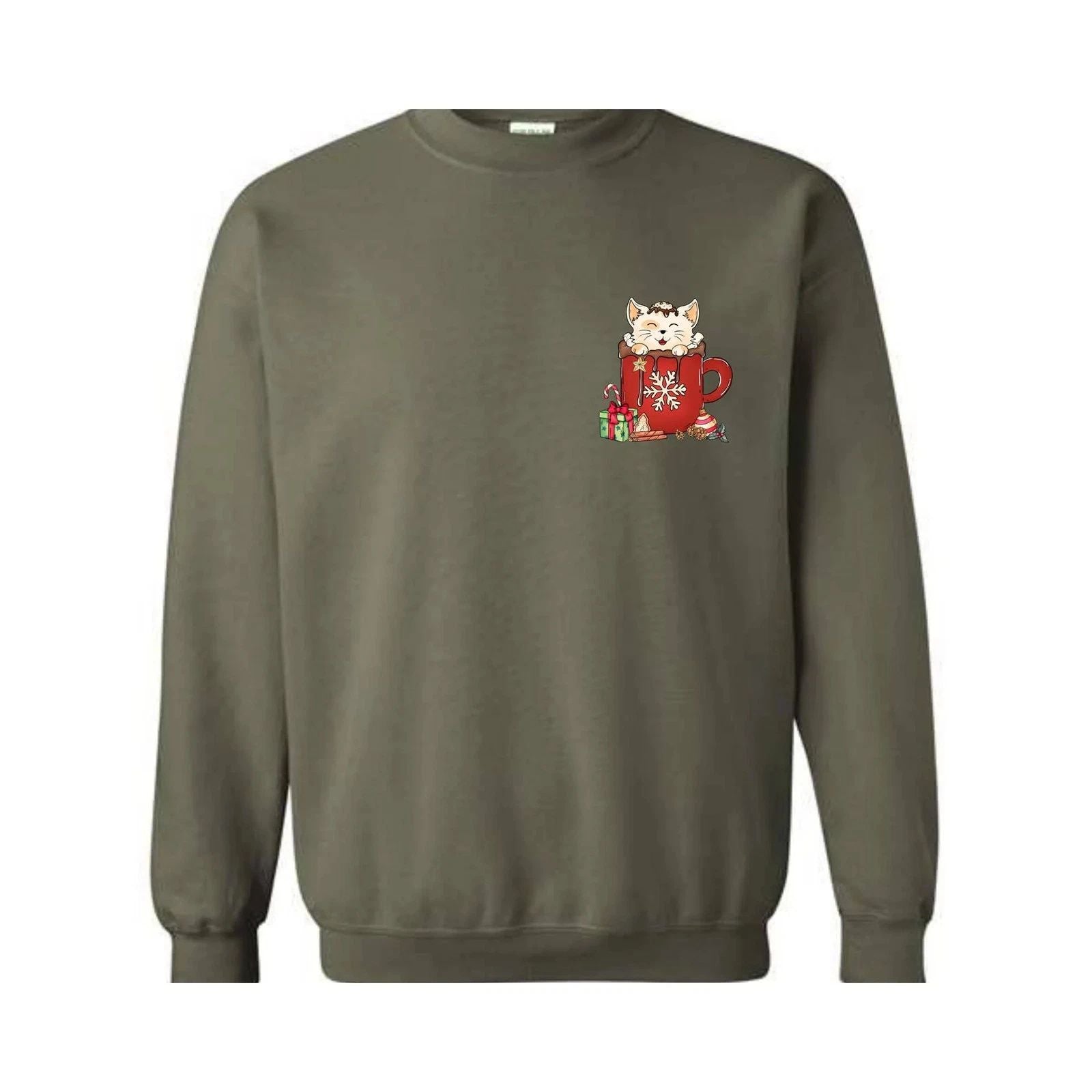 Cat Christmas Chocolate Coffee Sweatshirt, Cat Christmas Sweatshirt, Cute Cat Ch