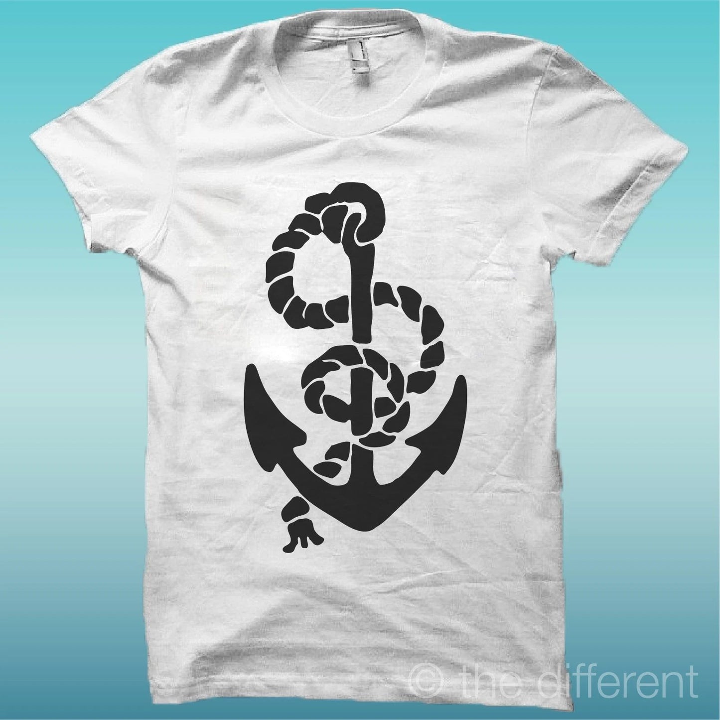 T-shirt Man Jersey Anchor Black Old Style Navy Rope Gift Idea