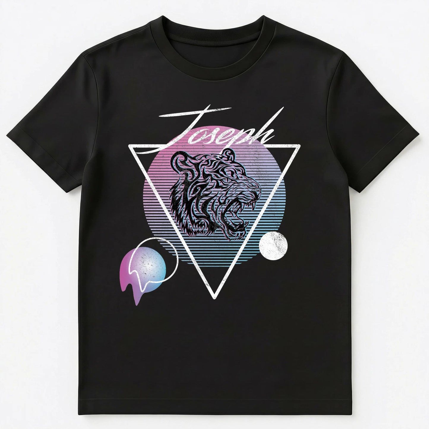 Joseph Name Retro Vaporwave Aesthetic Art Style Tiger Unisex T-Shirt