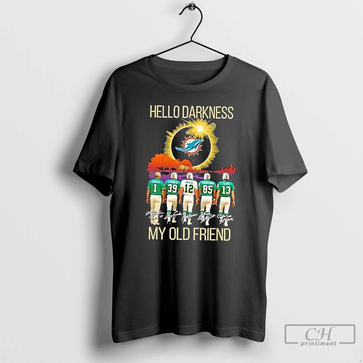 Classic Miami Dolphins Don Shula And Legends Hello Darkness My Old Friend Signatures T Shirts
