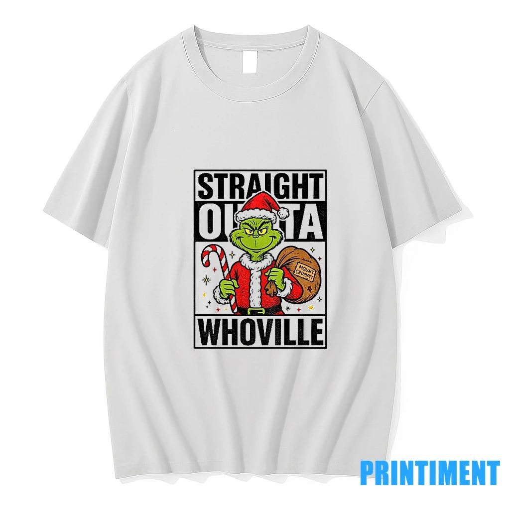 Grinch Santa Hat Straight Outta Whoville Christmas Movie Merry Christmas 2025 Tshirts Sweater