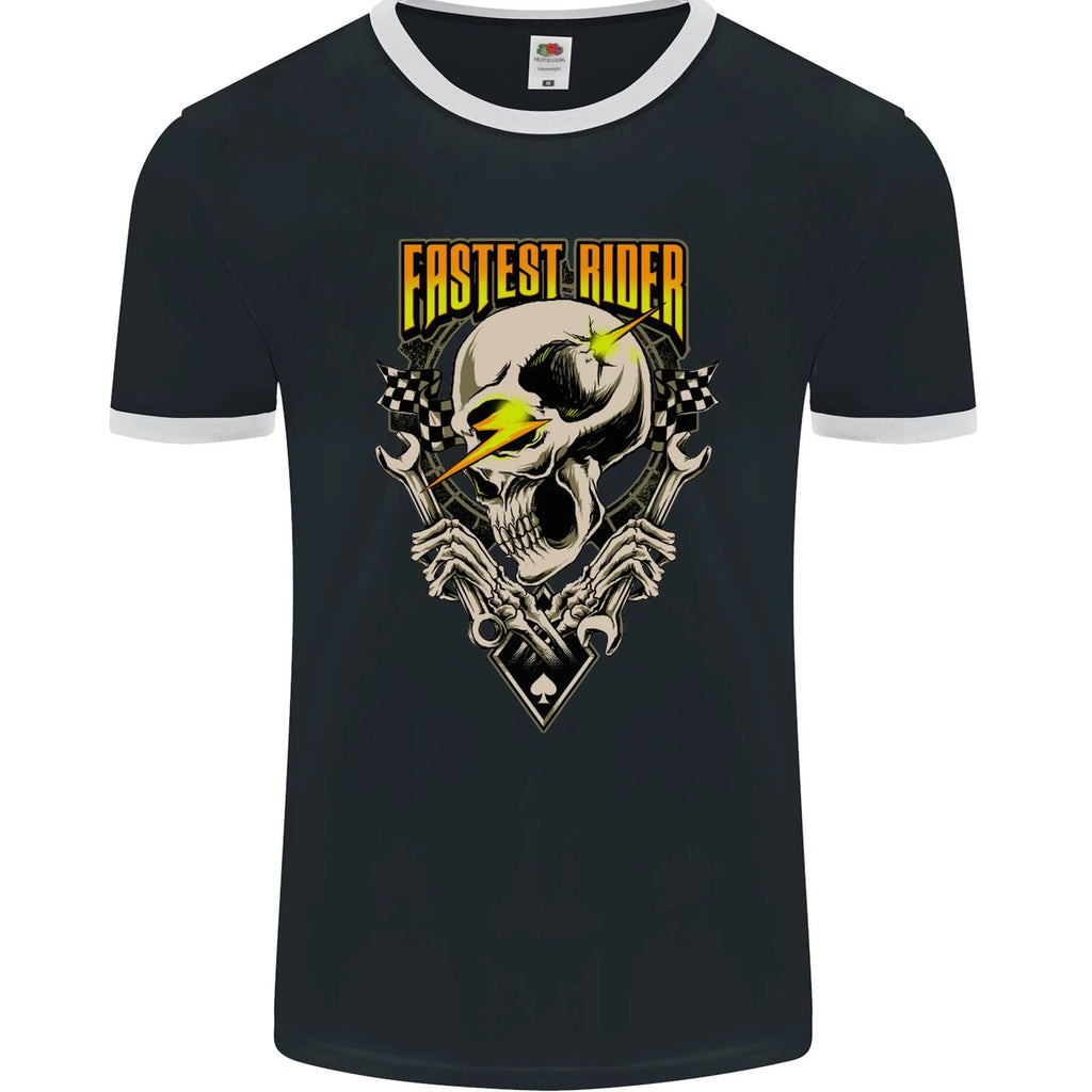 Fastest Rider Motorcycle Motorbike Biker Mens Ringer T-Shirt FotL